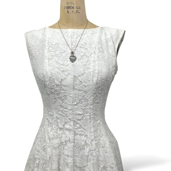 Ethereal Coquette Dainty Fit and Flare Lace Dress Fairy Romantic Elegant Size S - Picture 5 of 11